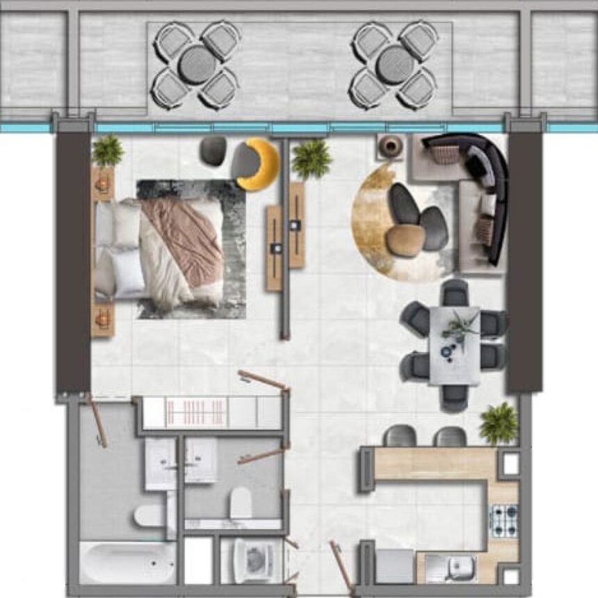 Floor Plans Nobles Tower - 1 Bedroom Apartments