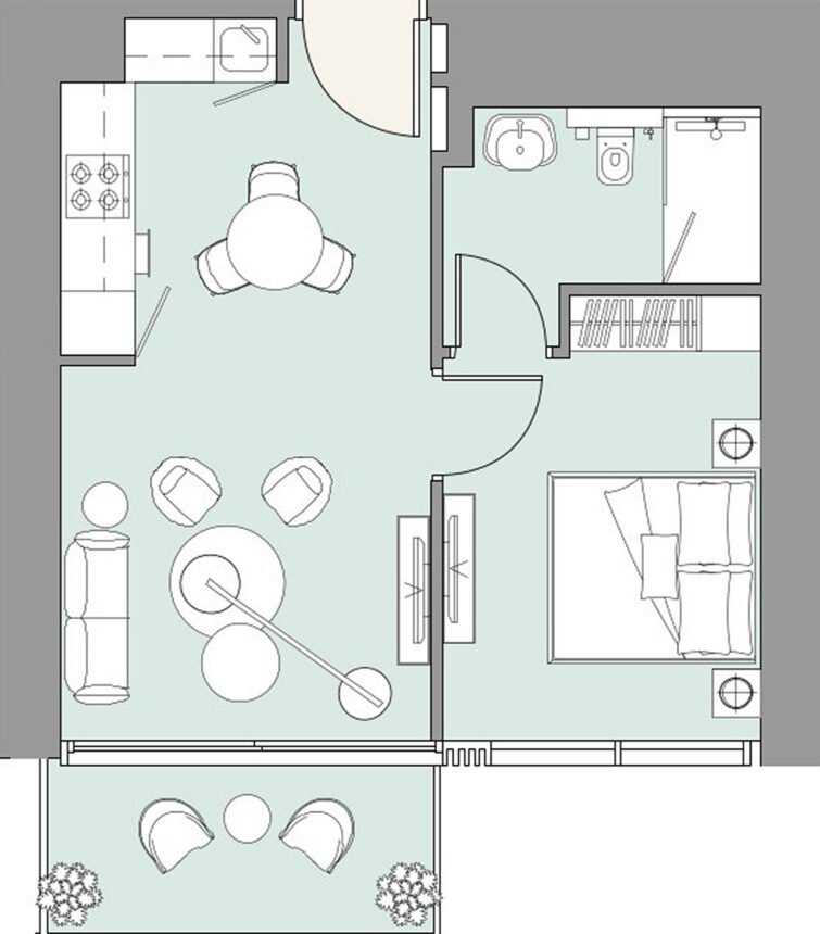 Floor Plans The Edge - 1 Bedroom Apartments