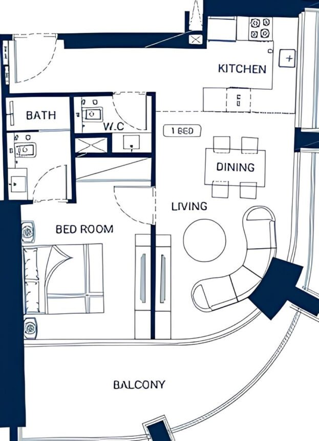 Floor Plans Binghatti Skyrise - 1 Bedroom Apartments