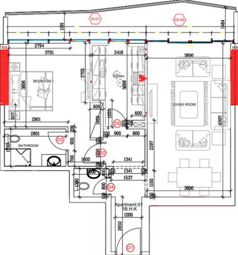 Floor Plans Waves Tower - 1 Bedroom Apartments