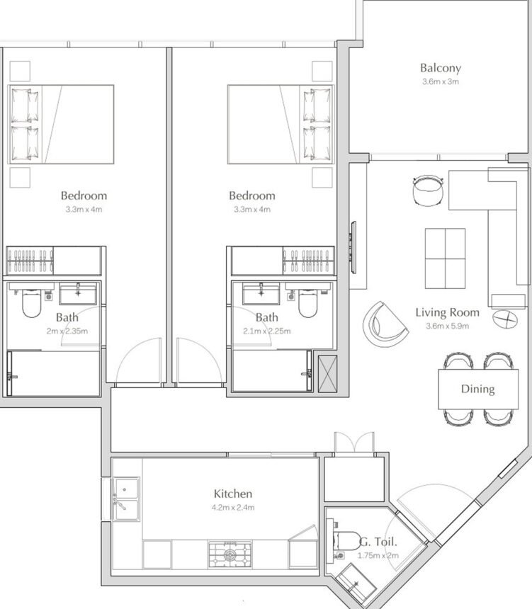 Floor Plans Regalia - 2 Bedrooms Apartments