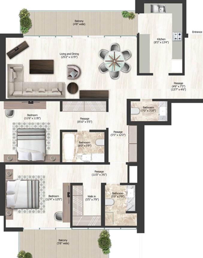 Floor Plans SOL Bay - 2 Bedrooms Apartments