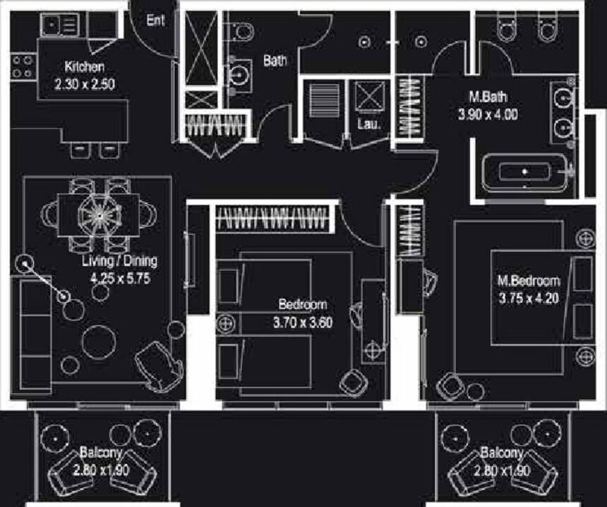 Планировки The Atria - 2 спальни Апартаменты