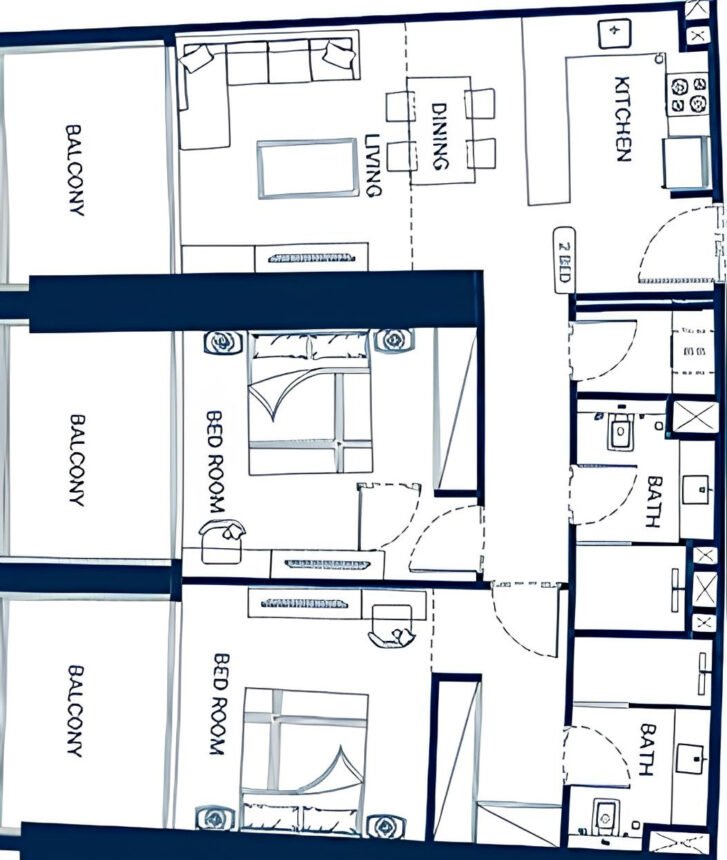 Floor Plans Binghatti Skyrise - 2 Bedrooms Apartments