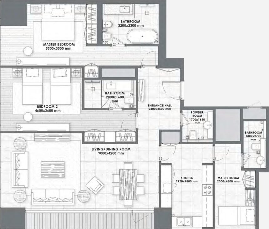 Floor Plans DaVinci Tower - 2 Bedrooms Apartments