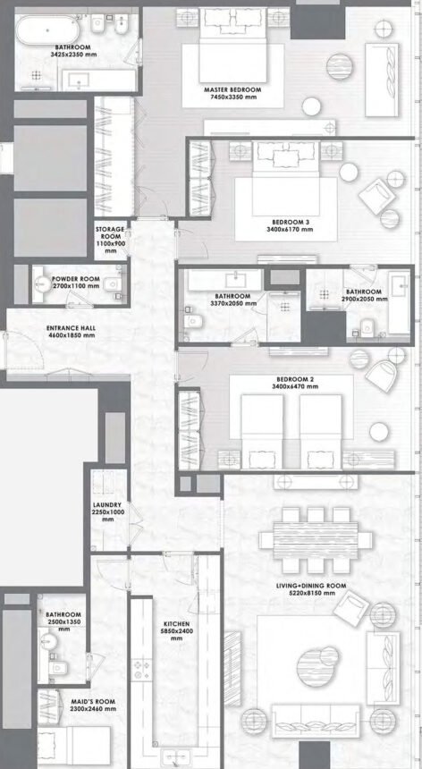 Floor Plans DaVinci Tower - 3 Bedrooms Apartments