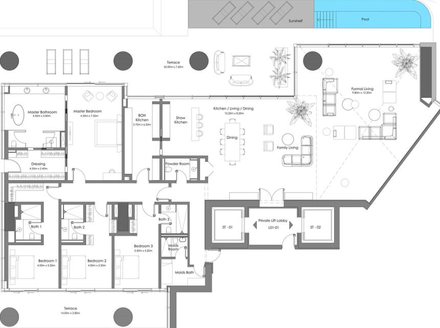 Floor Plans Vela Dorchester Collection - 4 Bedrooms Apartments
