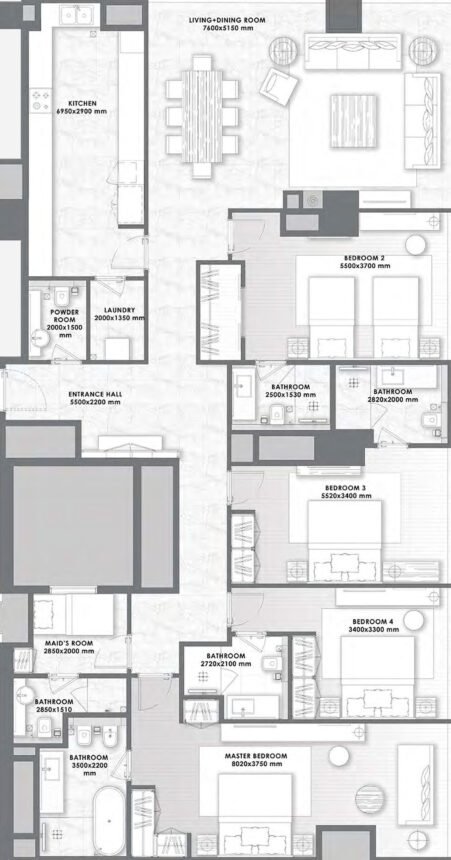 Floor Plans DaVinci Tower - 4 Bedrooms Apartments