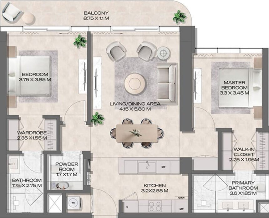 Floor Plans DWTN Residences - 2 Bedrooms Apartments