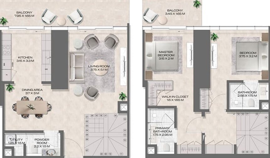 Floor Plans DWTN Residences - 3 Bedrooms Duplex