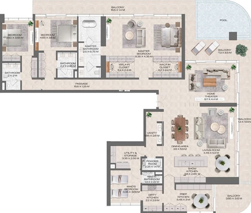 Floor Plans DWTN Residences - 3 Bedrooms Penthouse